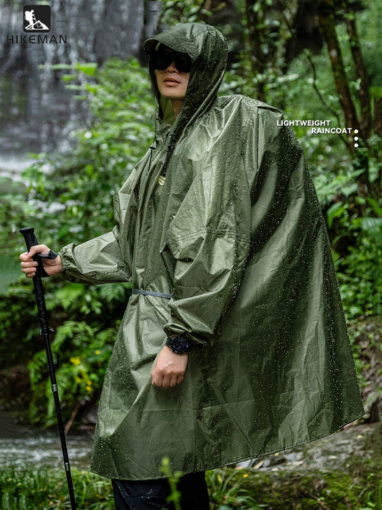 Camping Rain Poncho - Ultra Hafif Fermuarlı Yağmurluk, 210T Polyester