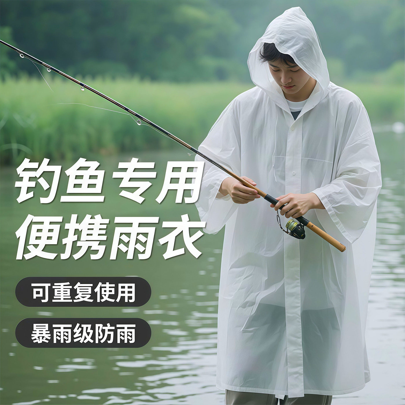 Camping Rain Poncho - EVA Yağmurluk Yeniden Kullanılabilir Kalınlaştırılmış Uzun